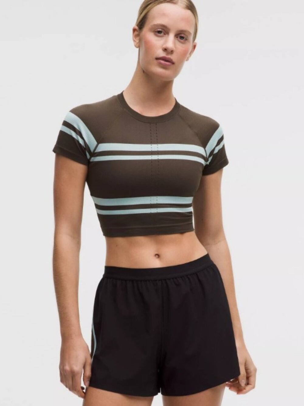 Lululemon Swiftly Tech Cropped Short-Sleeve Shirt 2.0 Stripe